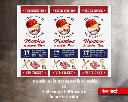 Baseball MLB Sport customizable invitation template | Share or Print | boy | RT222