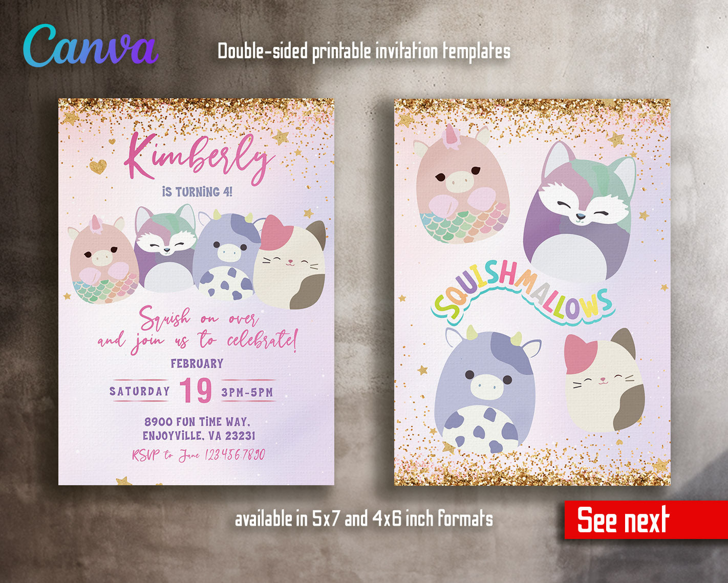 Squishmallows  customizable invitation template | Share or Print |  | PF636