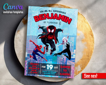 Spider Man Across the Spider-Verse customizable invitation template | Share or Print | boy | AO775