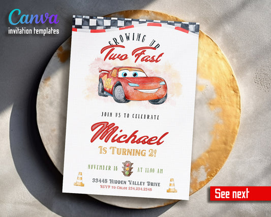 Cars Lightning McQueen customizable invitation template | Share or Print | boy | YM855