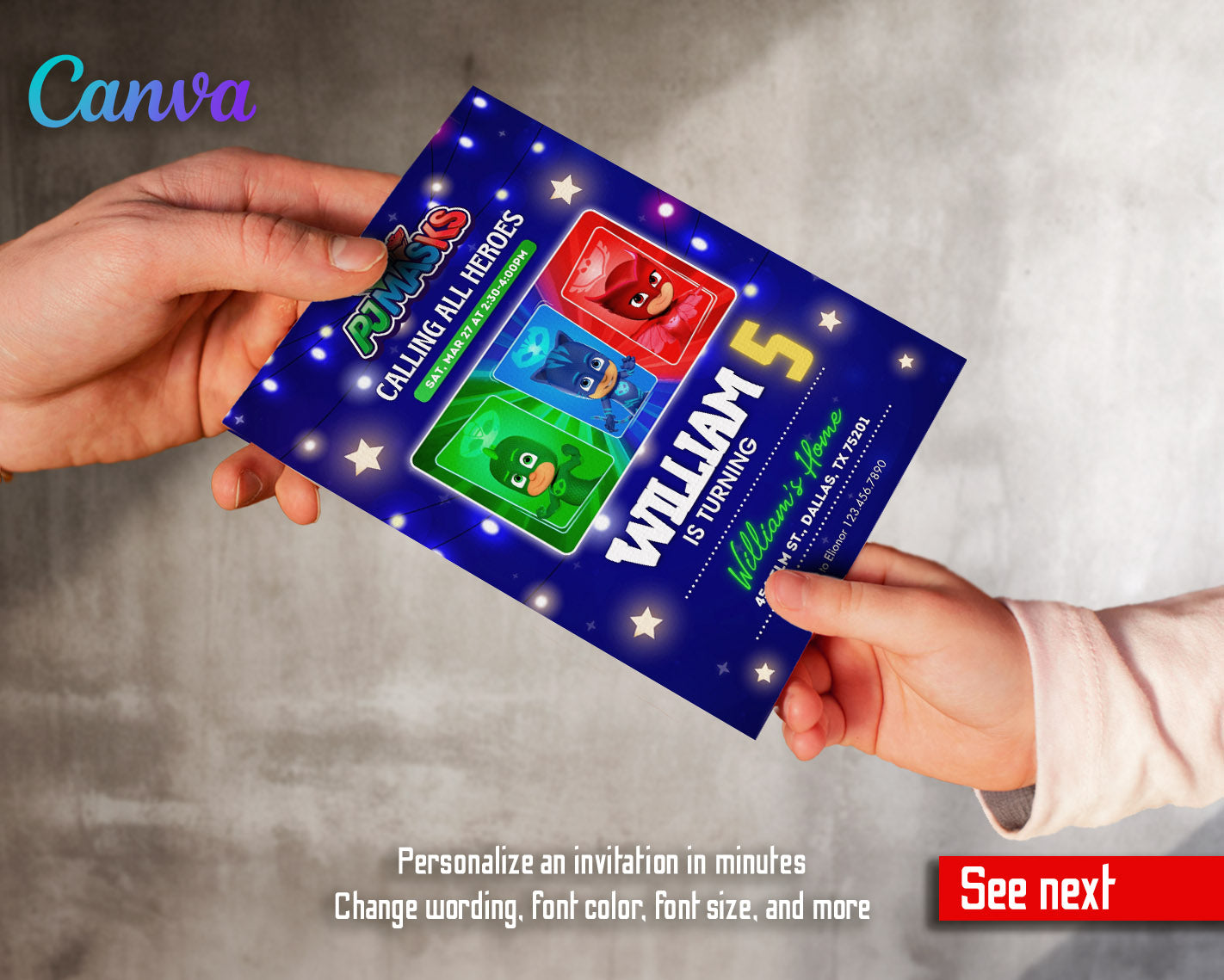 PJ Masks customizable invitation template | Share or Print | | NK075