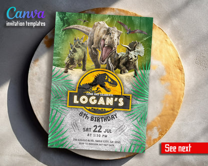 Jurassic Park Dinosaur customizable invitation template | Share or Print |  | VJ870