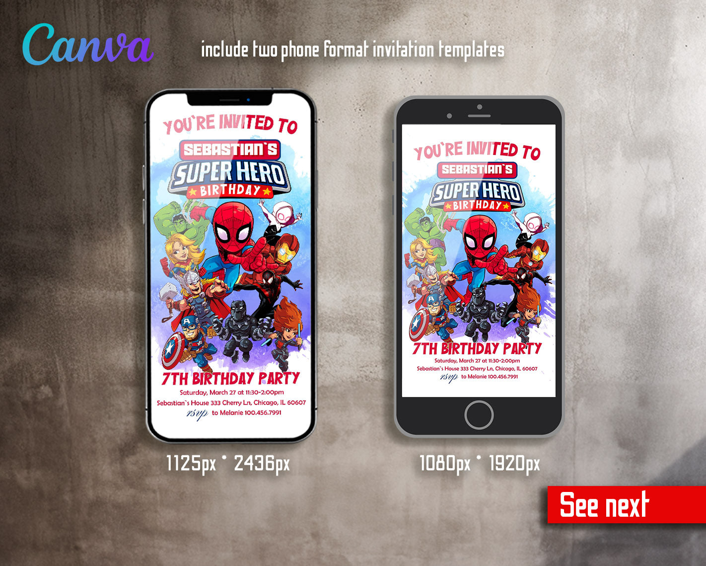 Avengers Marvel Superhero customizable invitation template | Share or Print | boy | NC135