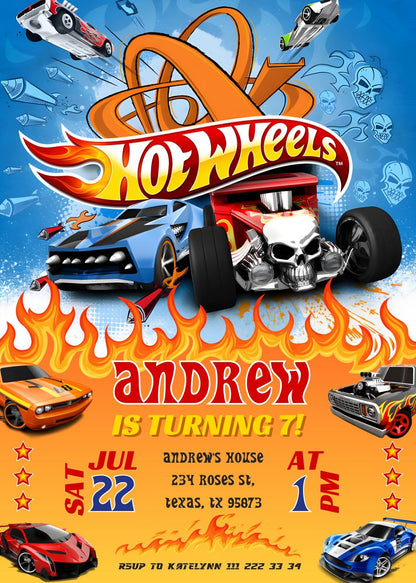 Hot Wheels customizable invite template boy | instant download | Share or Print | AF744