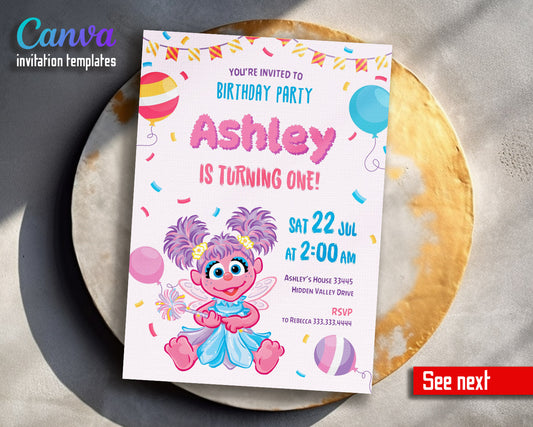 Sesame Street Abby Cadabby customizable invitation template | Share or Print | girl | ZY421