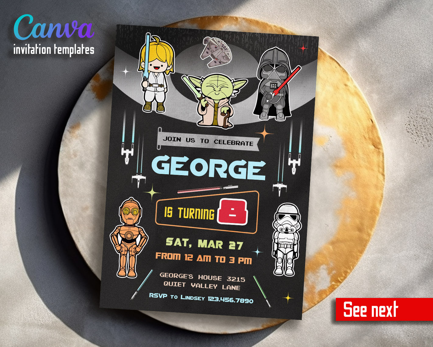 Star Wars Darth Vader  customizable invitation template | Share or Print | boy | OJ008