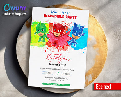 PJ Masks customizable invitation template | Share or Print | | EF038