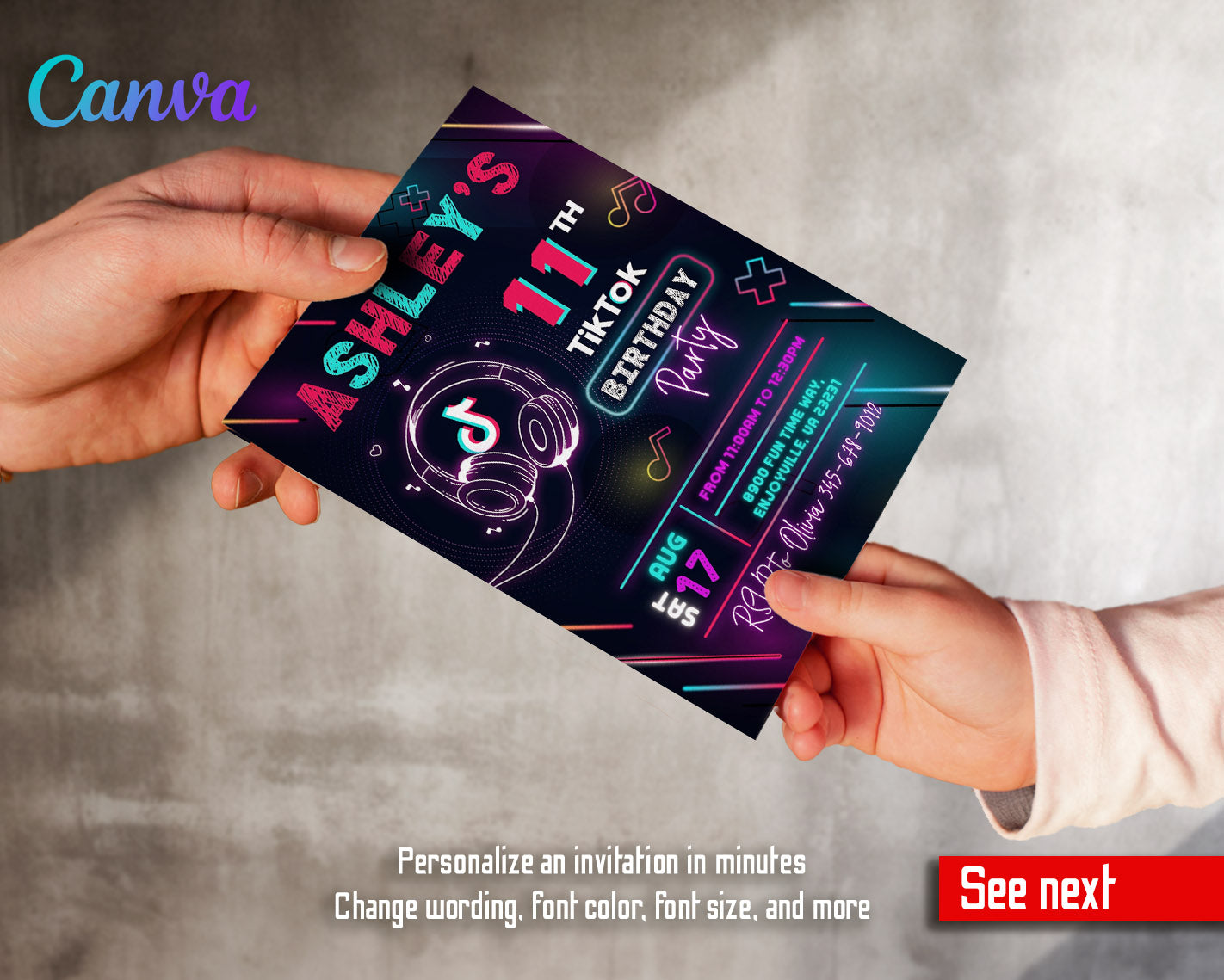 Tik Tok Party customizable invitation template | Share or Print |  | EB595