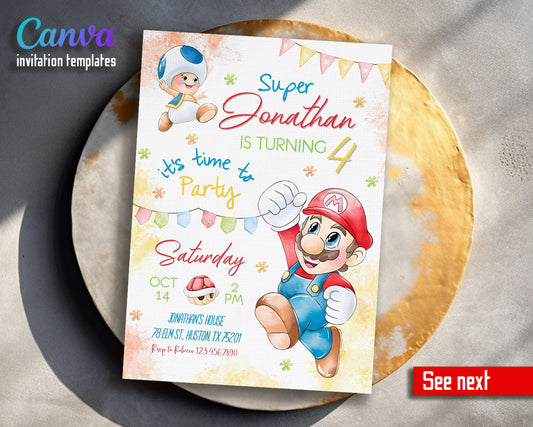 Super Mario Bros  customizable invitation template | Share or Print |  | RN788