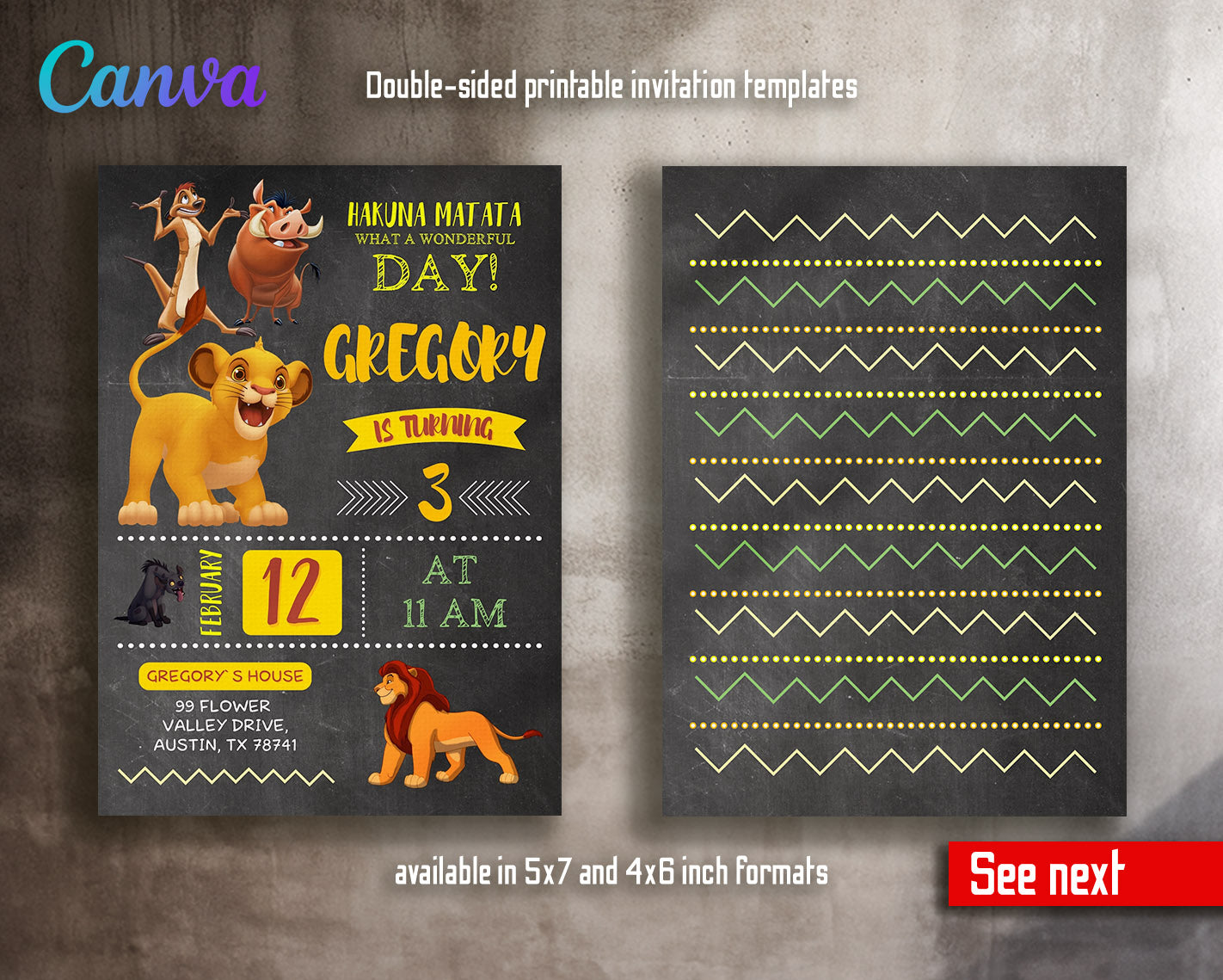 Lion King Simba customizable invitation template | Share or Print |  | ZO785