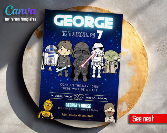 Star Wars Darth Vader  customizable invitation template | Share or Print | boy | BC783