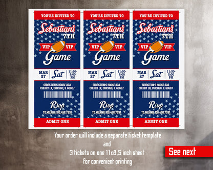 American Football NFL Super Bowl customizable invitation template | Share or Print | boy | VY597