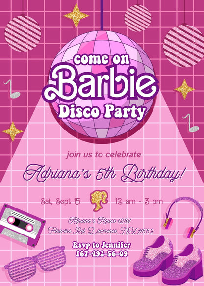 Barbie Pink  customizable invitation template | Share or Print | girl | GR151