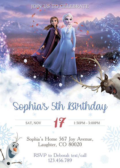 Frozen Elsa  customizable invitation template | Share or Print | girl | FO805