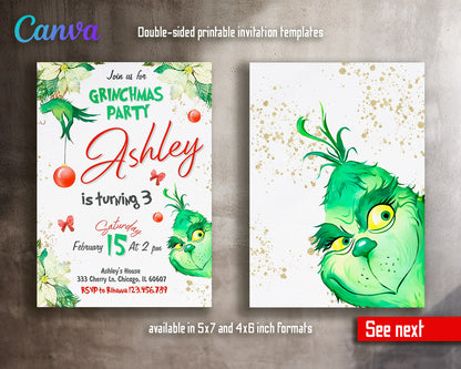 The Grinch  Merry Grinchmas customizable invitation template | Share or Print |  | OZ063