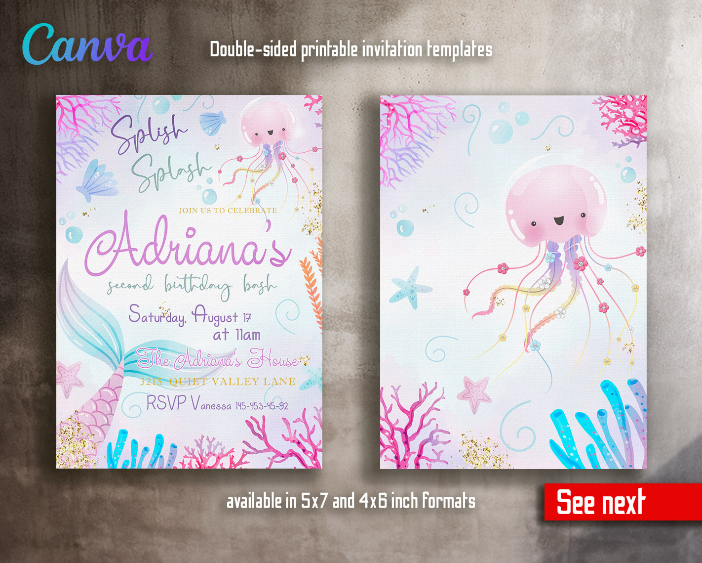 The Little Mermaid Ariel customizable invitation template | Share or Print | girl | WP642