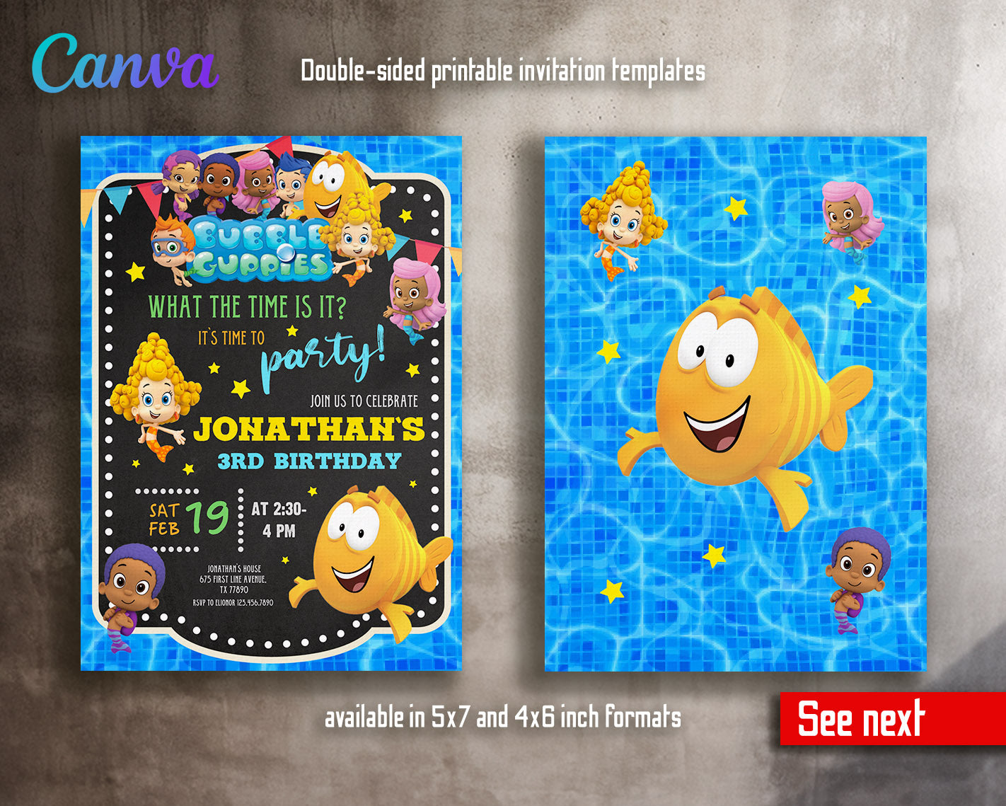 Bubble Guppies customizable invitation template | Share or Print |  | IG784