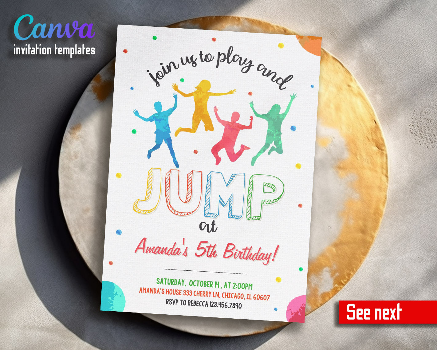 Trampoline Jump Party  customizable invitation template | Share or Print |  | LG805