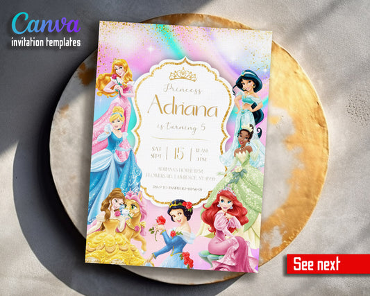 Disney Princess  customizable invitation template | Share or Print | girl | KW985