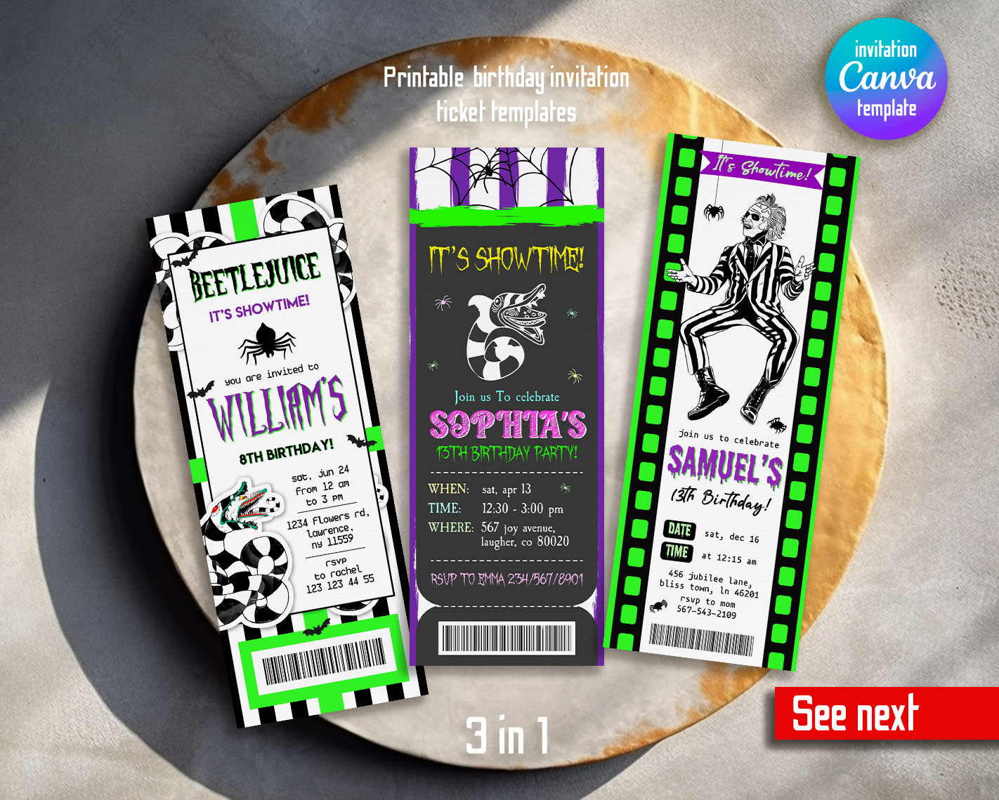 Beetlejuice Halloween customizable invitation template | Share or Print |  | RR516