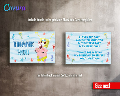 SpongeBob SquarePant customizable invitation template | Share or Print |  | VR905