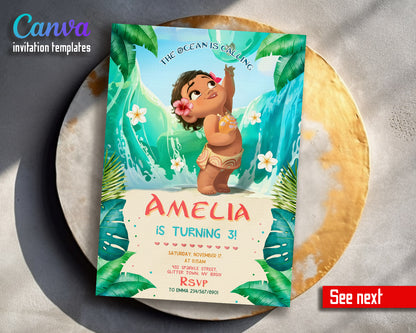 Moana Princess  customizable invitation template | Share or Print | girl | SG939