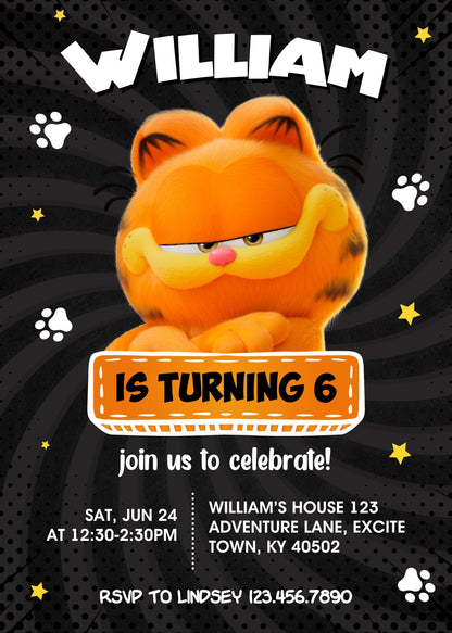 Garfield Orange Cat  customizable invitation template | Share or Print |  | CR994