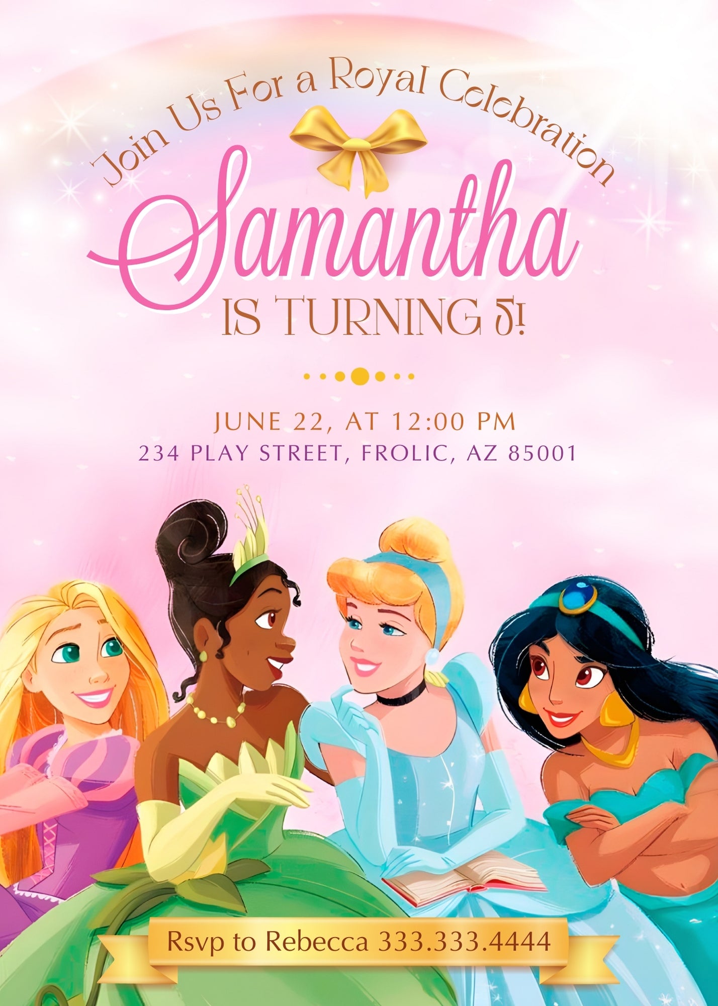 Disney Princess  customizable invitation template | Share or Print | girl | DB220