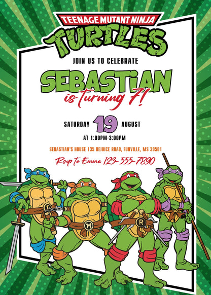 Teenage Mutant Ninja Turtles  customizable invitation template | Share or Print | boy | BS988