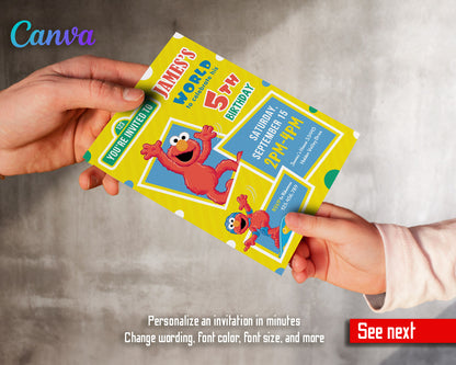 Sesame Street Elmo customizable invitation template | Share or Print |  | SI095