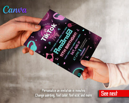 Tik Tok Party customizable invitation template | Share or Print |  | OK756