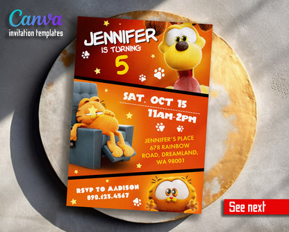 Garfield Orange Cat  customizable invitation template | Share or Print |  | OU415