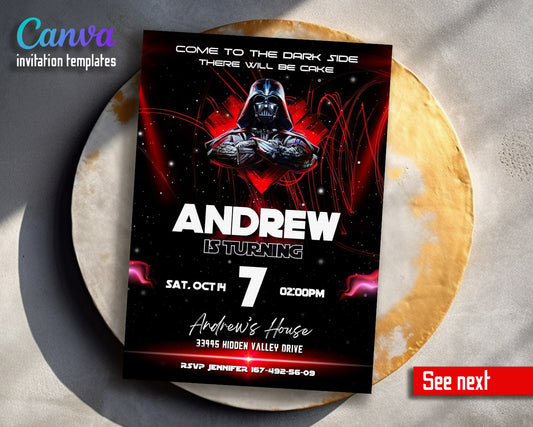 Star Wars Darth Vader  customizable invitation template | Share or Print | boy | SZ348