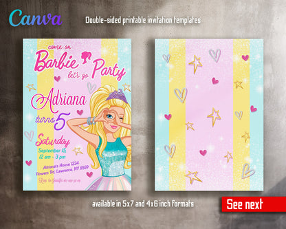 Barbie Pink customizable invitation template | Share or Print | girl | GL456