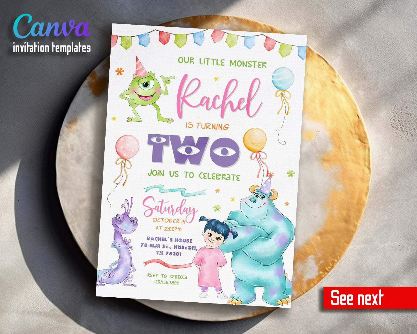 Monsters, Inc. customizable invitation template | Share or Print |  | GB225