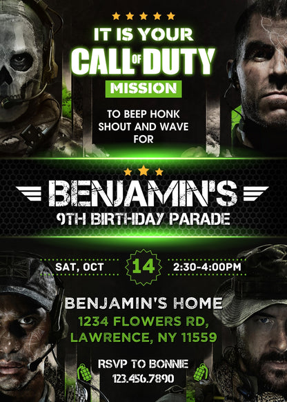 Call of Duty Gamer customizable invitation template | Share or Print | boy | SL742