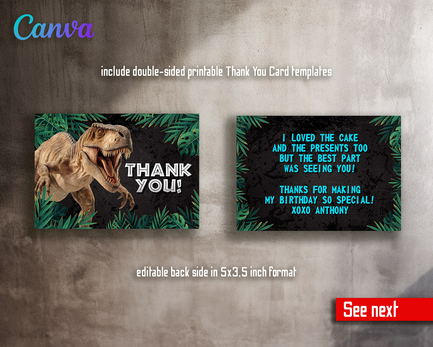 Jurassic World Dinosaur customizable invitation template | Share or Print |  | VX484