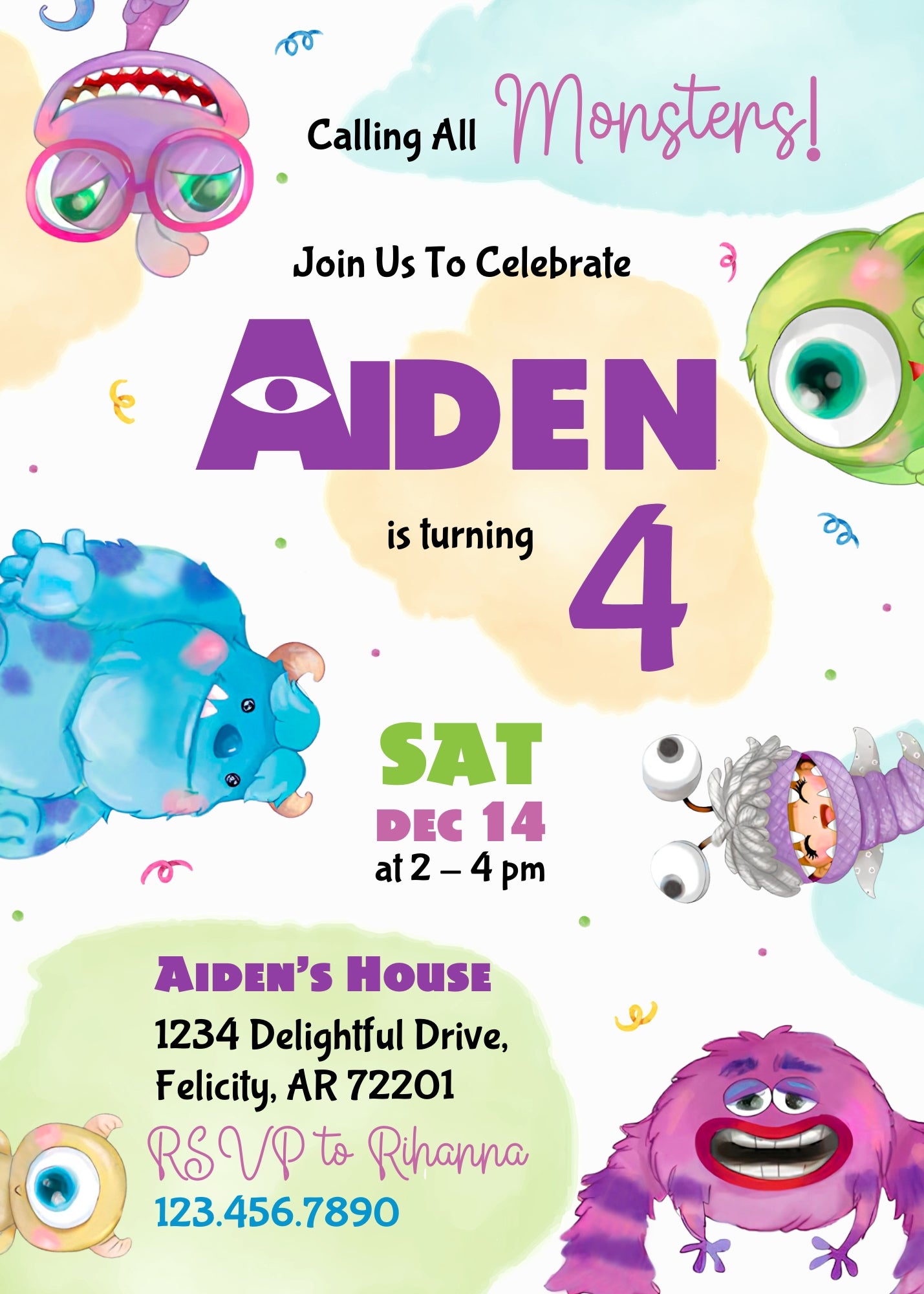 Monsters, Inc.  customizable invitation template | Share or Print |  | LS724