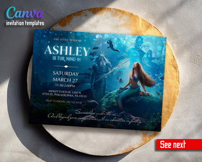 The Little Mermaid Ariel customizable invitation template | Share or Print | girl | FZ024