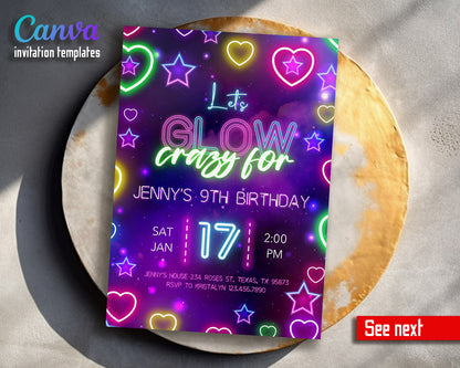 Lets Glow Crazy  customizable invitation template | Share or Print |  | SY983