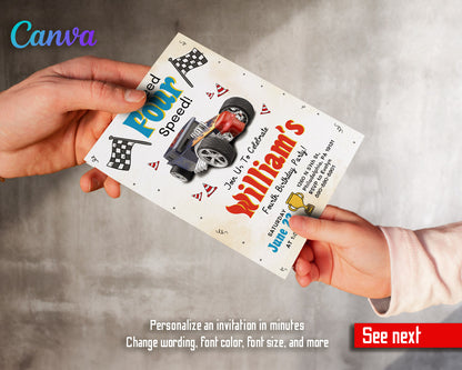 Hot Wheels Need Four Speed  customizable invitation template | Share or Print | boy | HG764