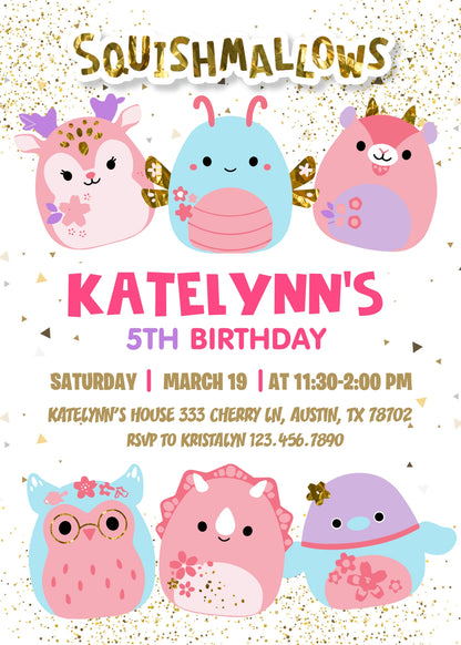 Squishmallows  customizable invitation template | Share or Print |  | TA774