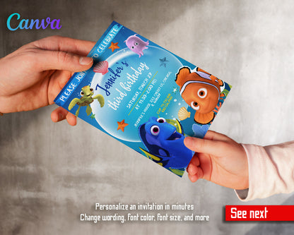 Finding Nemo customizable invitation template | Share or Print |  | TG839