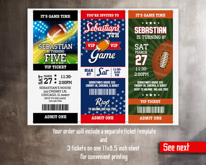 American Football NFL Super Bowl customizable invitation template | Share or Print | boy | DB916