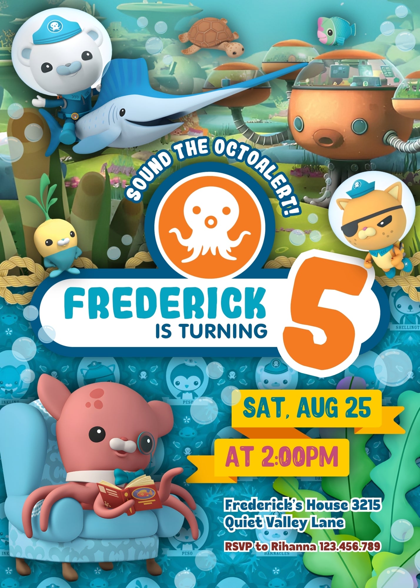 Octonauts  customizable invitation template | Share or Print |  | UK898