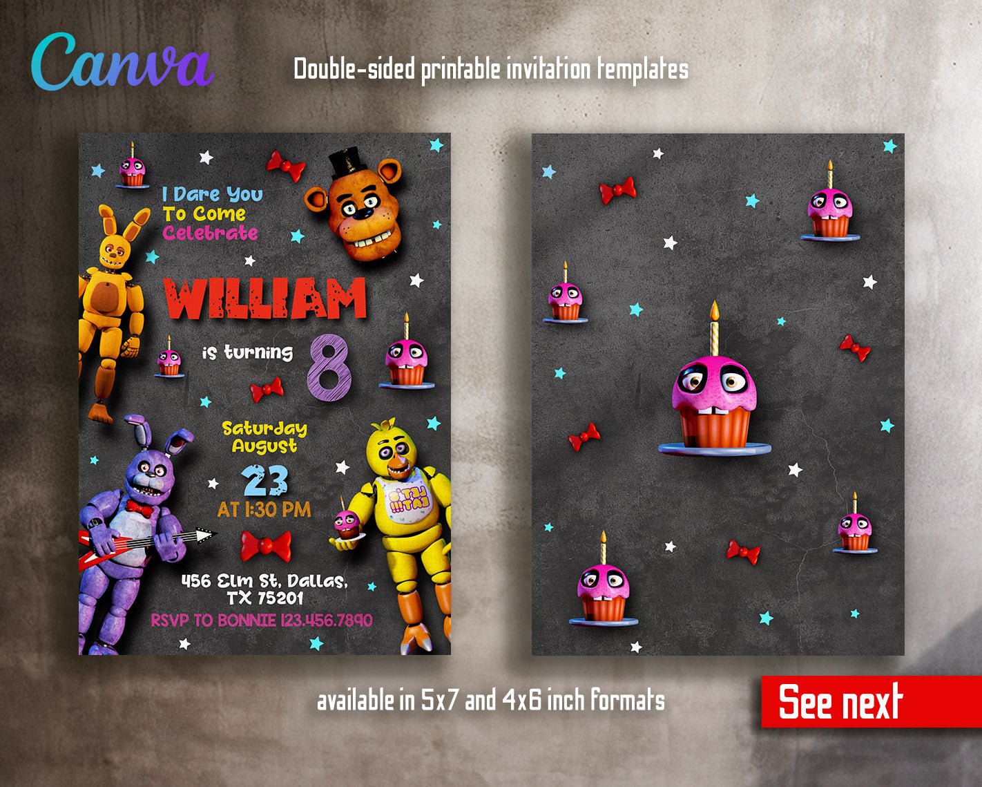 Five Nights at Freddy's customizable invitation template | Share or Print |  | WQ612