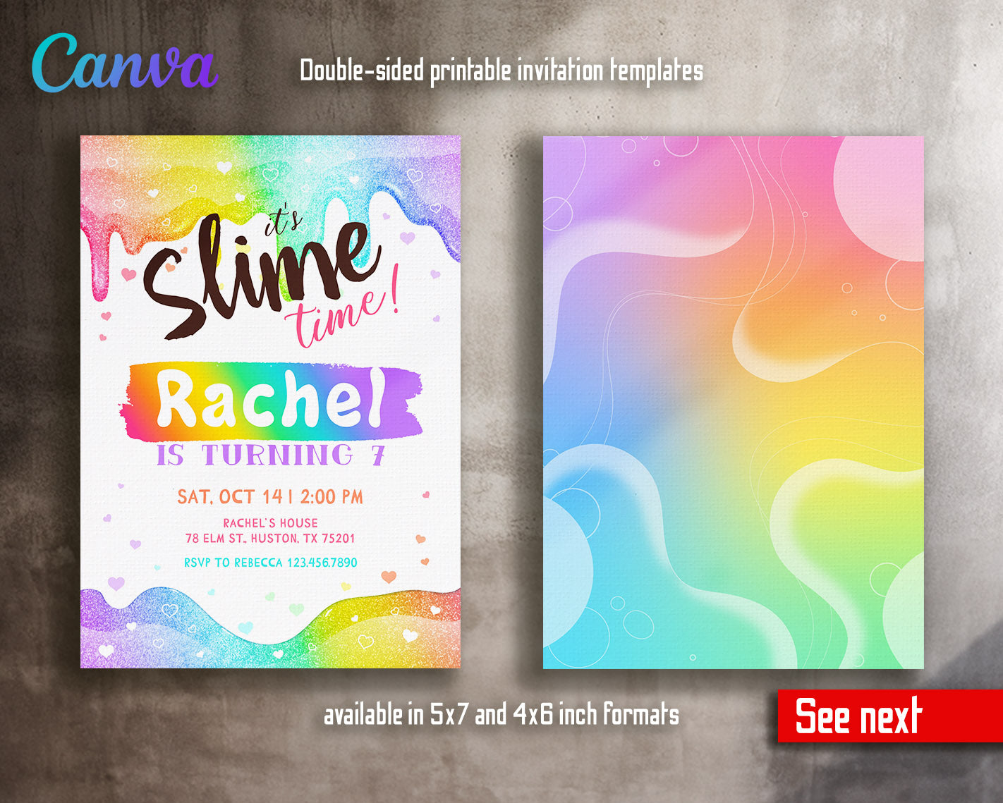 Slime Diy Party customizable invitation template | Share or Print |  | UO256