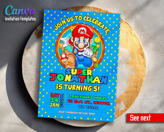 Super Mario Bros  customizable invitation template | Share or Print |  | HE499