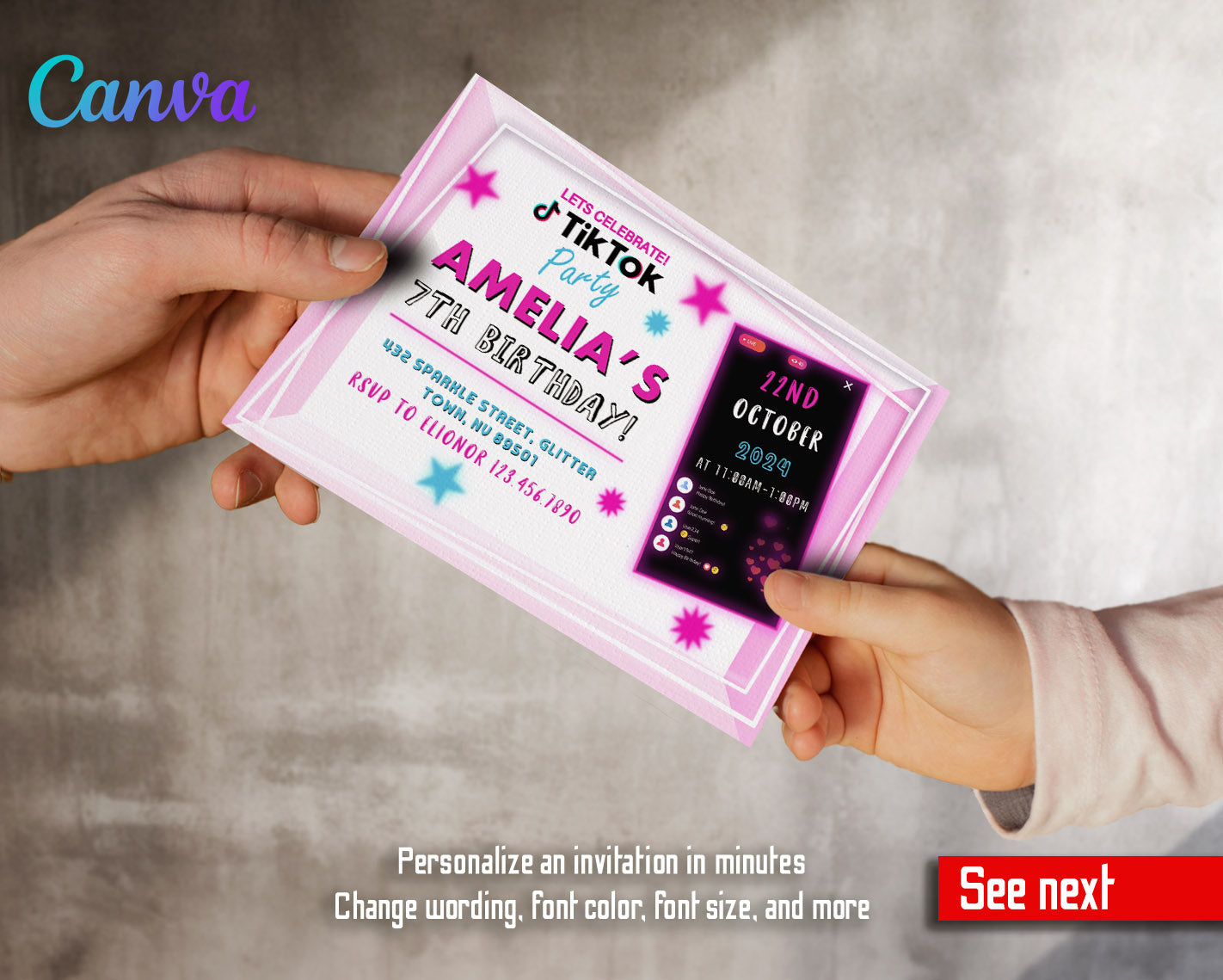 Tik Tok Party customizable invitation template | Share or Print |  | RY523