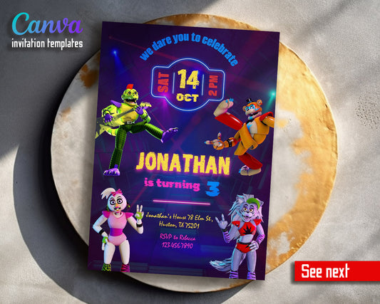 Five Nights at Freddy's customizable invitation template | Share or Print |  | EE270